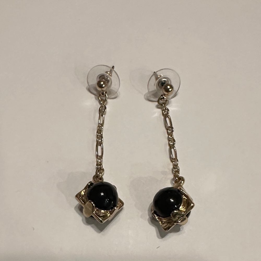 Chic Gold and Black Dangle Earrings